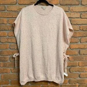 LOFT Sweater‎ Womens XS/S Pink Side Tie Speckled Poncho Knit Top Oversized NWT